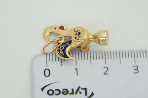 97 - Geëmailleerde 18Krt geel gouden "Portugal - haan van Barcelos" hanger kopen? Bied vanaf 140!