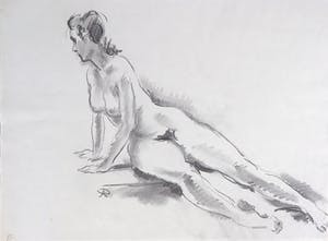 Jan Sluijters (jr.) - Krijttekening, Zittend naakt kopen? Bied vanaf 1!