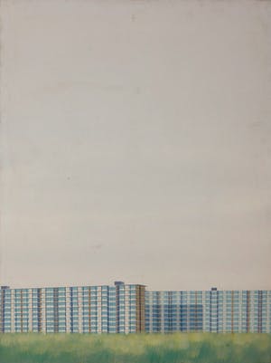 Rits van Kooten - Bijlermeer VI, 1973 - Acrylverf en inkt op doek - BKR Amsterdam - GROOT WERK kopen? Bied vanaf 40!