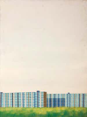 Rits van Kooten - Bijlermeer VI, 1973 - Acrylverf en inkt op doek - BKR Amsterdam - GROOT WERK verkocht voor € 40!