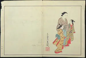 Niet of onleesbaar gesigneerd - Houtsnede, Drie figuren kopen? Bied vanaf 1!