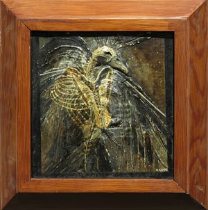 Dagmar Lampe - Gemengde techniek op paneel, Vogel karkas kopen? Bied vanaf 10!