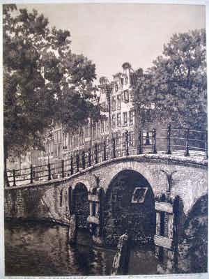 Cornelis Brandenburg - Ets Amstel Herengracht Amsterdam verkocht voor € 50!