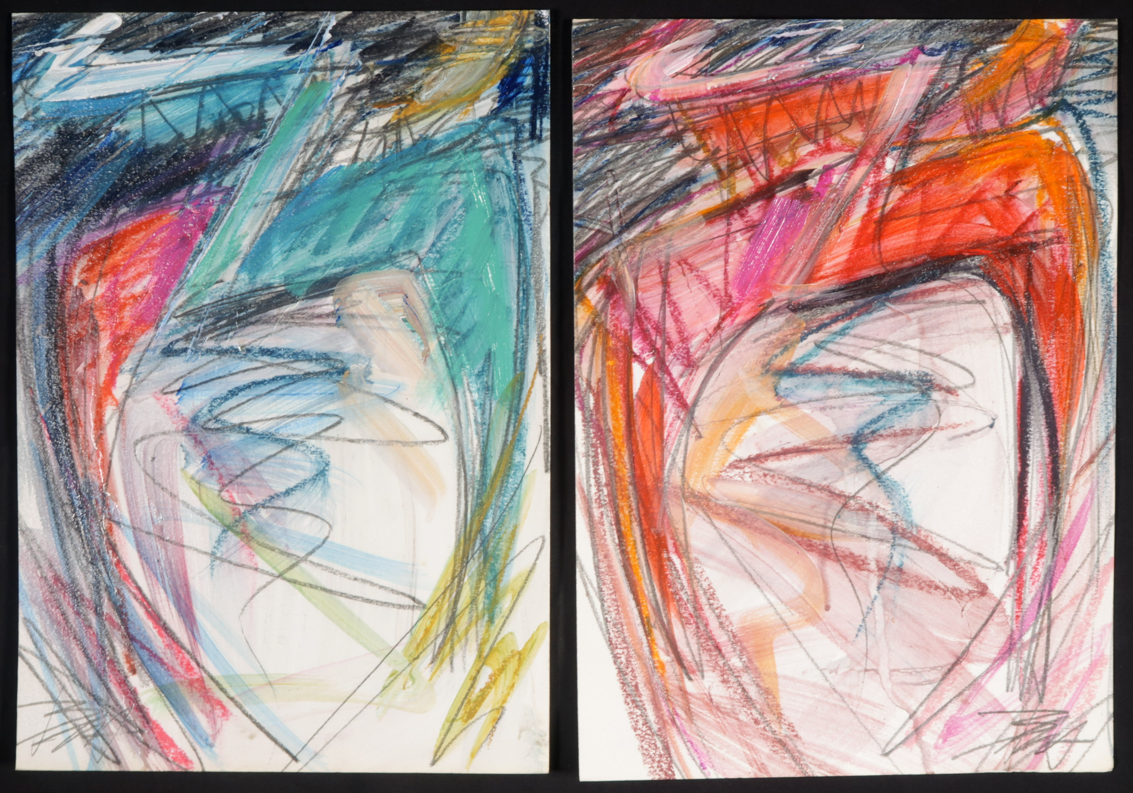 Bea de Visser - Lot met twee werken, Krijt, olieverf en potlood op papier, Creature kopen? Bied vanaf 1!