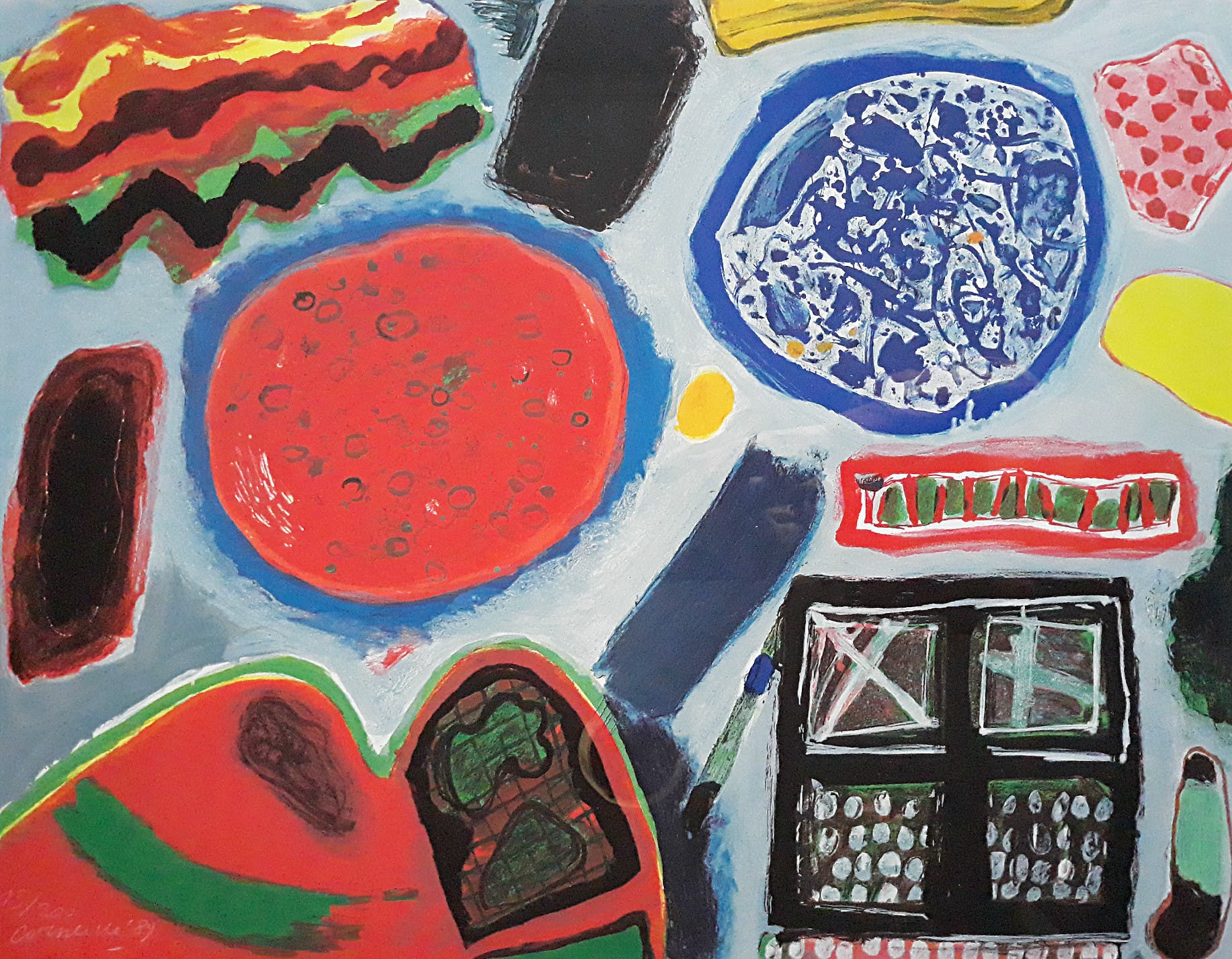 Corneille - Abstracte compositie, zeefdruk (mooi ingelijst, groot) kopen? Bied vanaf 395!