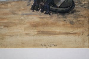 Jan Visser - gouache - stadsgezicht met haventje kopen? Bied vanaf 65!