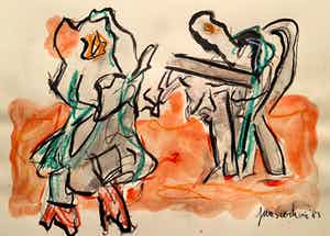 Jan Sierhuis - Tekening krijt acryl verkocht voor € 1!