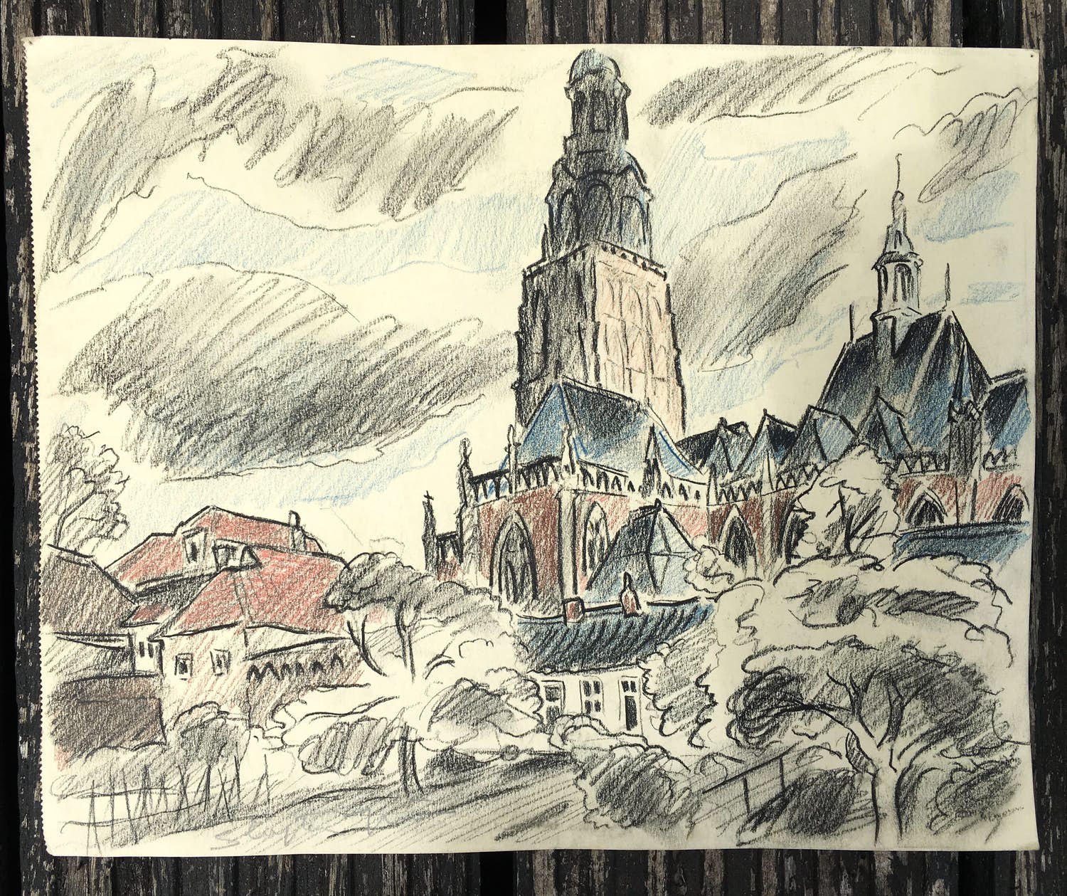 Jan Sluijters (jr.) - Dorpsgezicht met kerk. kopen? Bied vanaf 75!