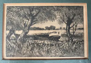 Oskar Paul Matthes - Zicht op de plas met molens kopen? Bied vanaf 45!