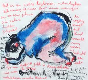 Anton Heyboer - C2048 - Baadster aan het strand verkocht voor € 150!