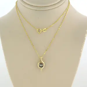 Acheter14k gouden collier en hanger met briljant geslepen diamant tot. 0.11ct? Enchérissez de 210!
