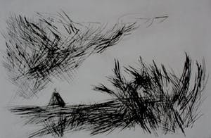 Anton Buytendijk - droge naald ets: Abstract landschap, kopen? Bied vanaf 45!