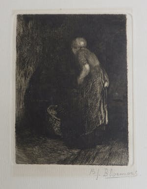 Bernardus Johannes Blommers - Interieur met vrouw aan de wieg. kopen? Bied vanaf 45!