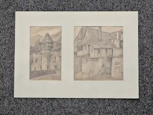 Hendrik Weegewijs - 2 fraaie potloodtekeningen "Quimperle en Argenton sur Creuse" gesigneerd kopen? Bied vanaf 38!