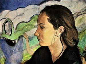 Niet of onleesbaar gesigneerd - Intrigerende gemengde techniek "damesportret met figuren" MEGAGROOT! kopen? Bied vanaf 1!