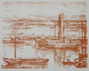 Wilhelm Wagner - Wilhelm Wagner: Lithografie. Amsterdams havengezicht, 1921, Oplage 100 ex. kopen? Bied vanaf 39!