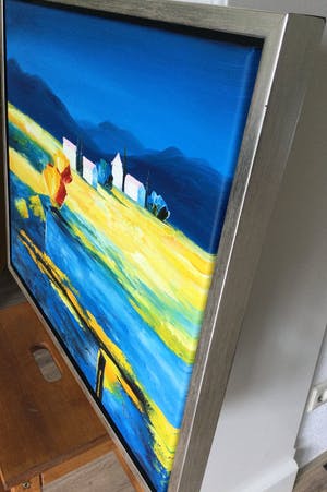 Berend Pasman - Surrealistisch mediterraan landschap | Olieverfschilderij (in baklijst) kopen? Bied vanaf 115!