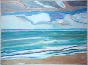 Paul Overhaus - Acryl op doek, Groene Zee - Ingelijst (Groot) verkocht voor € 10!