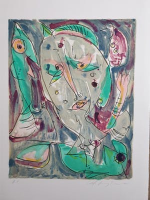 Carl-Henning Pedersen - Sprookjes van H.C. Andersen - litho - 1985 - Groot werk kopen? Bied vanaf 175!