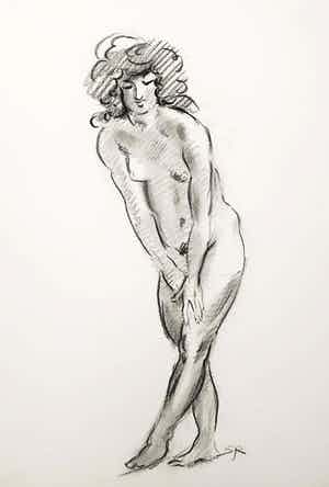 Jan Sluijters (jr.) - Potloodtekening, Staand naakt verkocht voor € 70!