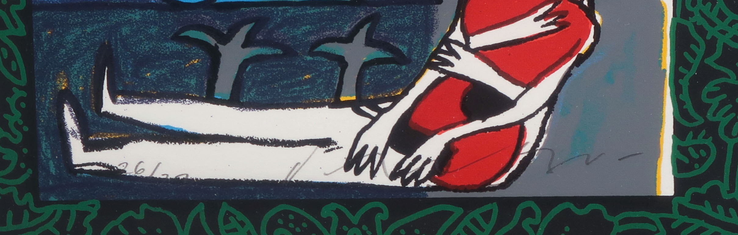 Niet of onleesbaar gesigneerd - Zeefdruk, Man met gitaar - Ingelijst kopen? Bied vanaf 1!