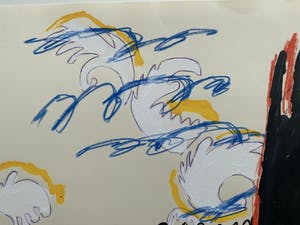 Bert Vredegoor - gemengde techniek op papier - 'King Crimsons castle' - 1984 (UNIEK WERK) kopen? Bied vanaf 1!