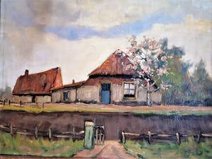 Adriaan Terhell - boerderij in landschap (gesigneerd Ch. Petit) kopen? Bied vanaf 125!
