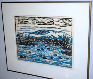 Maaike Braat - Bergbeek Poolcirkel - Handdruk houtsnede kopen? Bied vanaf 95!