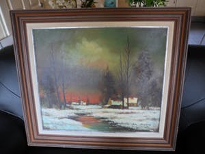 Niet of onleesbaar gesigneerd - Olie verf op doek, Winter landschap kopen? Bied vanaf 1!