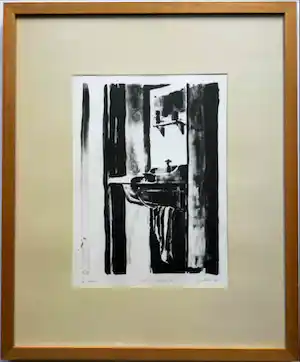 Jan Baas - Wasbak | litho (1/12, eigen druk) - ingelijst vendu pour 54€ !
