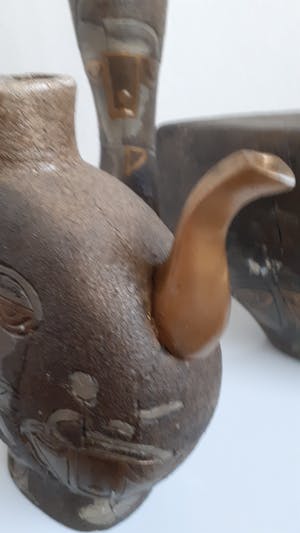 Niet of onleesbaar gesigneerd - Drie natuur stenen Vazen uit jaren 60-70 Spanje kermaiek atelier kopen? Bied vanaf 55!