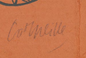 Corneille - Zeldzame vroege uitnodiging met zwart reliëfdruk, met de hand gesigneerd kopen? Bied vanaf 1!