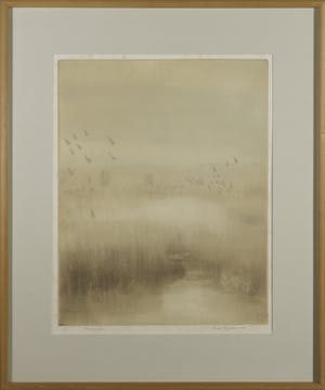 Abe Gerlsma - Ets en aquatint, Plas met riet - Ingelijst kopen? Bied vanaf 50!