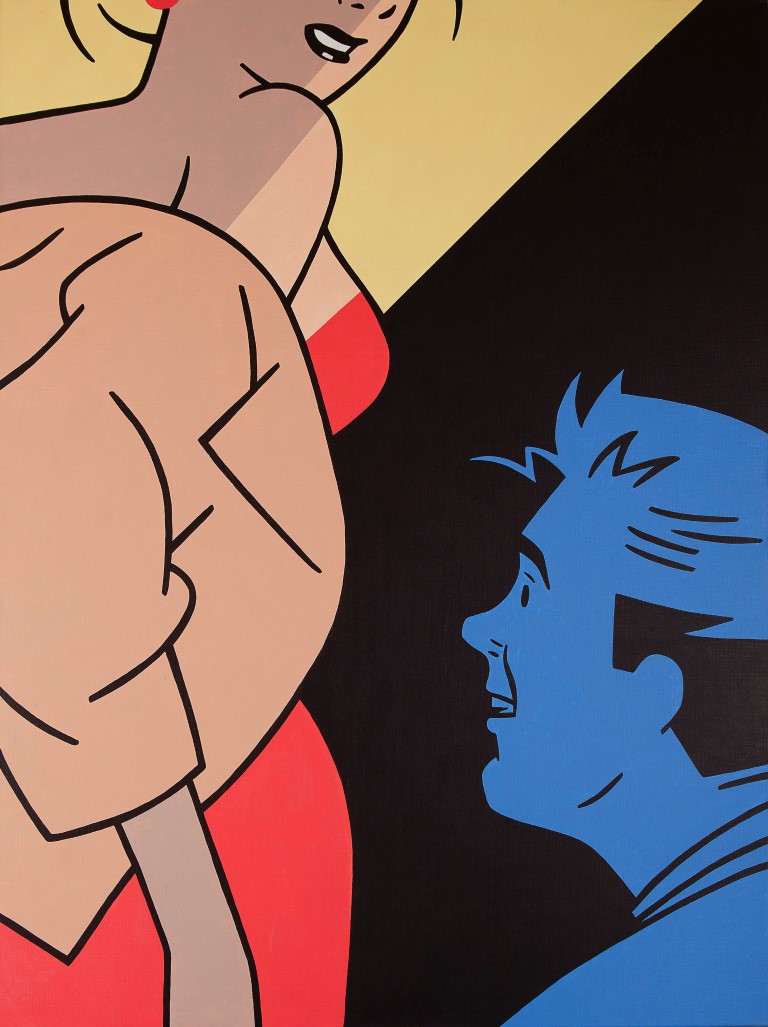 Luc Verschuuren - L'escalier - 2000 - Acrylverf op doek - Gesigneerd op achterzijde verkocht voor € 50!