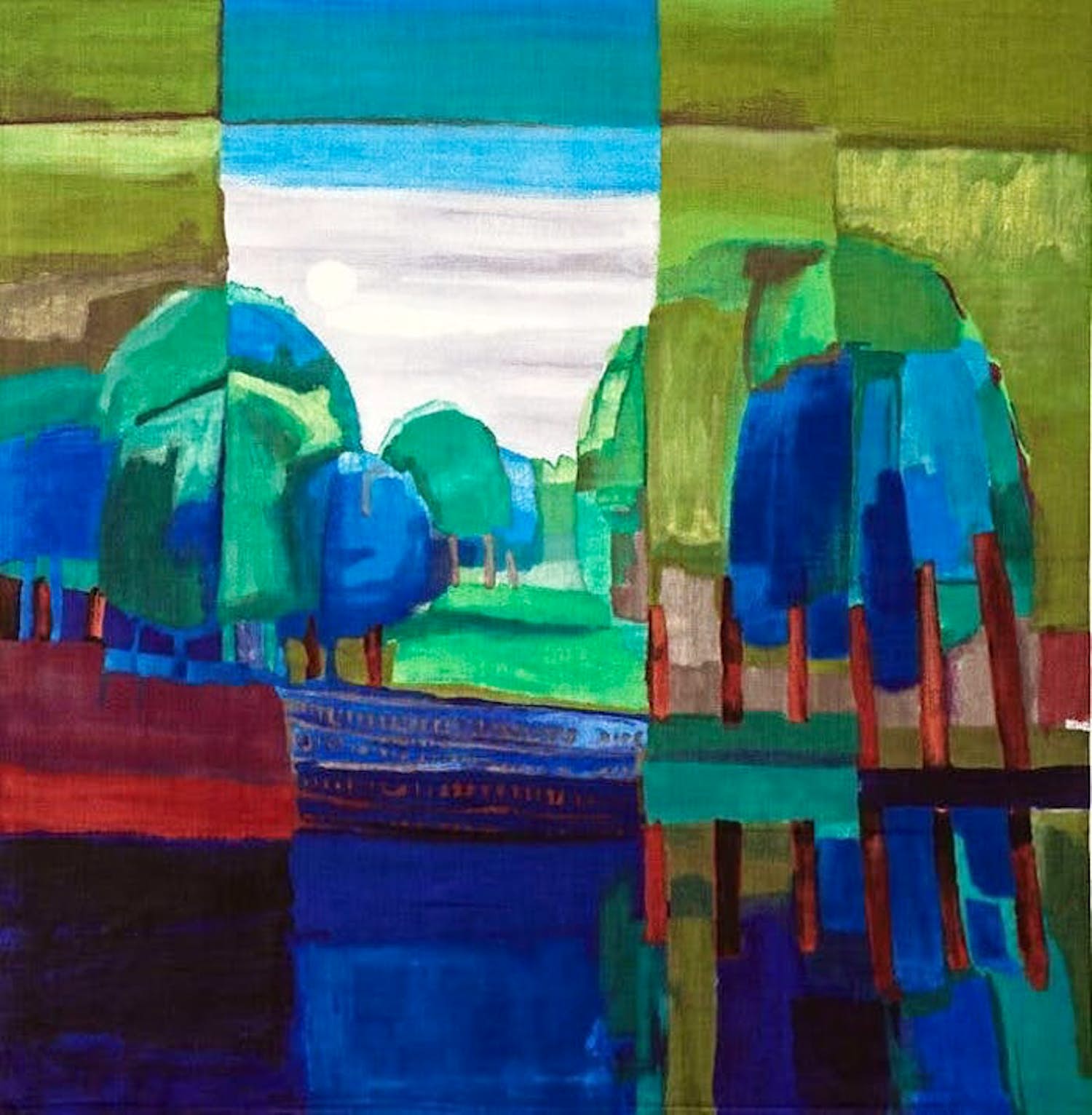 Ton Schulten - At the Lake (zeefdruk op zijde) verkocht voor € 75!