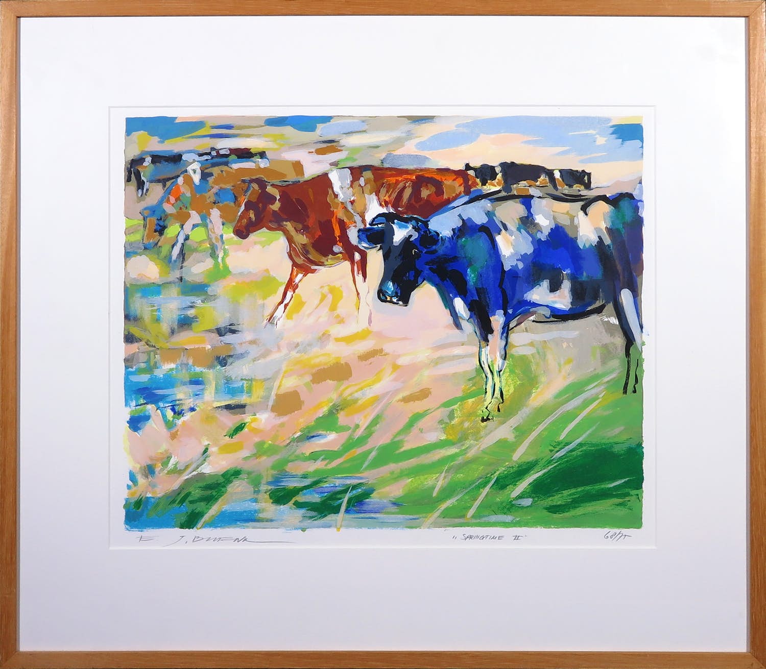 Hans Buenk - Zeefdruk, Springtime II - Ingelijst verkocht voor € 50!