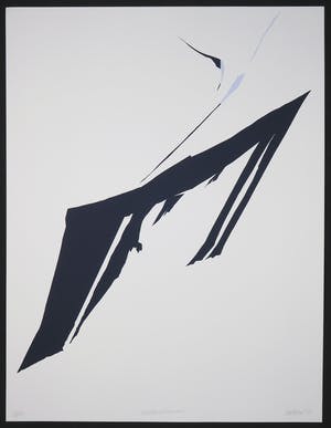 Hans Landsaat - Zeefdruk, Vluchtend bouwwerk kopen? Bied vanaf 1!