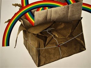 Patrick Hughes - Vermaard "op-Art" graficus - Grote zeefdruk "registered Rainbows" gesigneerd kopen? Bied vanaf 10!