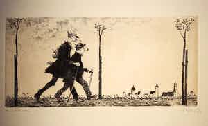 Georg Erler - original Radierung "aus Franken" signiert / datiert 1908 verkocht voor € 75!