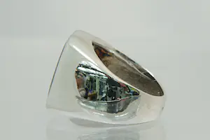 59- Massief 1e gehlt. zilveren heren ring met cabochon geslepen grote onyx steen kopen? Bied vanaf 20!
