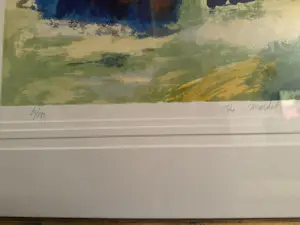 Annemiki Bok - The Market – intiem tafereel in zeefdruk met moeder en kind – ingelijst kopen? Bied vanaf 500!