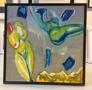 Frenk van Heeswijk - Naakt groot olieverfschilderij op doek in goede conditie '92 verkocht voor € 60!