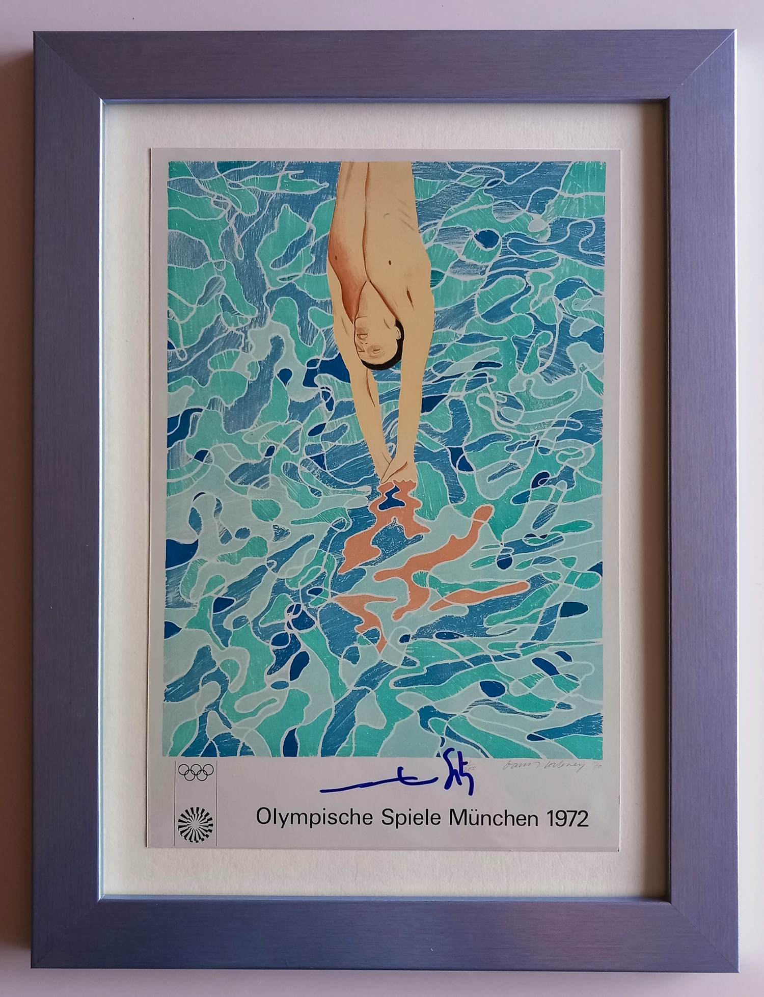 David Hockney - The Diver – Gesigneerd door Mark Spitz verkocht voor € 180!