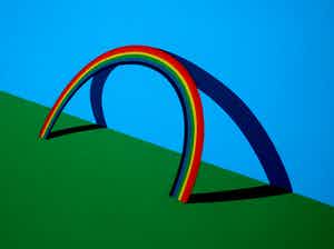 Patrick Hughes - Zeefdruk: Leaning on a Landscape - 1979 verkocht voor € 299!