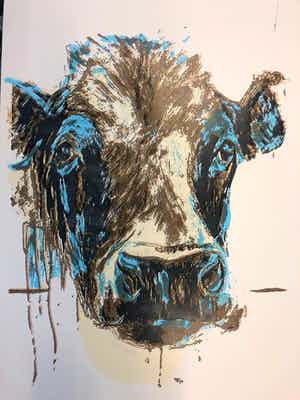 Theo Onnes - Cow - gesigneerd - 75 ex - groot verkocht voor € 1!