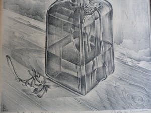 Dirk de Leeuw - Litho , Bloemen in fles. kleine oplagen 25 stuks kopen? Bied vanaf 20!