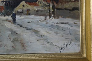 Niet of onleesbaar gesigneerd - Hollands winterlandschap - Gesigneerd - Olieverf op paneel kopen? Bied vanaf 10!