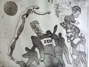 Lucebert - "VOX" / ZW-W ETS / 56x77cm / SIG / 1967 verkocht voor € 95!