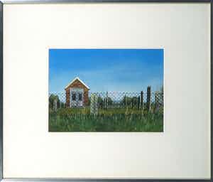 Jan Bos - Gouache, De Joodse begraafplaats - Ingelijst verkocht voor € 100!