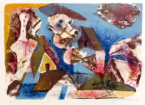 Martin Engelman - Surrealistische compositie, litho verkauft für € 36!